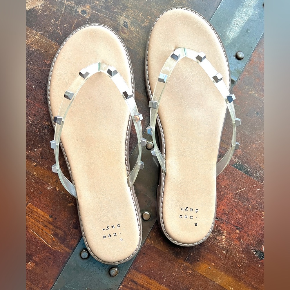 A New Day Clear Studded Flip Flops